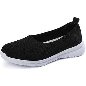 Dames Loafers Dames Slip On Trainers Lichtgewicht ademende training Lage schoenen Comfortabele mesh wandelschoenen(Zwart,39 EU)