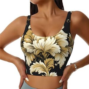 Damast Patroon Print Casual Wear Vrouwen Sport Vest Yoga Vest Workout Vest Voor Vrouwen Lichtgewicht Trendy, Zwart, S