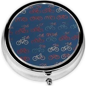 Draagbare pillendoos fietsen fiets 3 compartimenten medicijn pillendoosje houder, schattige reizen dagelijkse pillenetui, ronde kleine medicijnorganisator reizen pillendoos voor portemonnee en zak