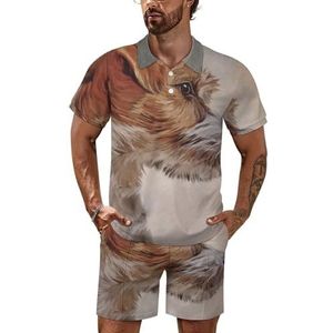 Jack Russell Terrier Hondenpoloshirt voor heren, korte mouwen, trainingspak, casual, strandshirts, shorts, outfit, 5XL