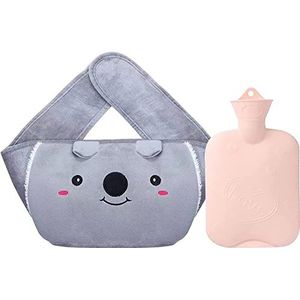 Warmwaterflessen, warmwaterzak, schouderpijn en handvoetwarmer, 1L rubberen warmwaterzakriem Rubberen warmwaterzak met zachte pluche handheupwarmerhoes Draagbaar met riem(Pink)