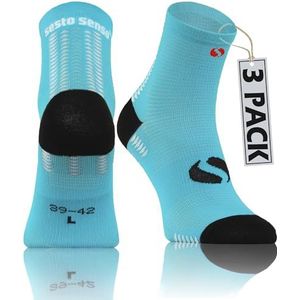 sesto senso 3 paar hardloopsokken Quarter kleurrijke sportsokken heren dames sportsokken, turquoise, 35/38 EU