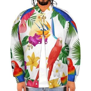 Gekleurde Bloemen en Vogels Grappige Mensen Baseball Jacket Gedrukt Jas Zacht Sweatshirt voor Lente Herfst
