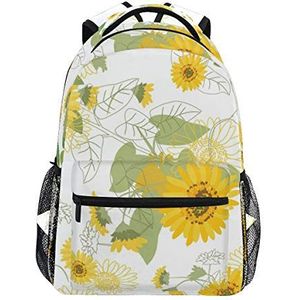 Jeansame Rugzak School Tas Laptop Reizen Tassen Elegante Geel Zonnebloemen Bloemen