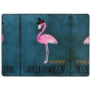 OdDdot Halloween Flamingo Heks Hoed Print Gebied Tapijt Antislip Yoga Mat Vloer Tapijt Home Decor Voor Woonkamer Slaapkamer 203x148 Cm