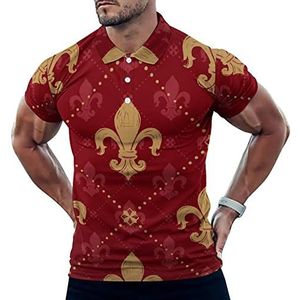 Kingly Gold Lily Ornament Casual Polo Shirts Voor Mannen Slim Fit Korte Mouw T-shirt Sneldrogende Golf Tops Tees S