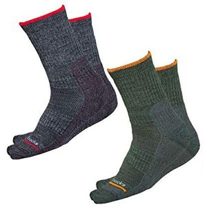 VITSOCKS Merino Wol Gewatteerde Wandelsokken Kinderen, Outdoor Trekking Winter Thermo Sok, 2x pak: grijs groen, 31-34