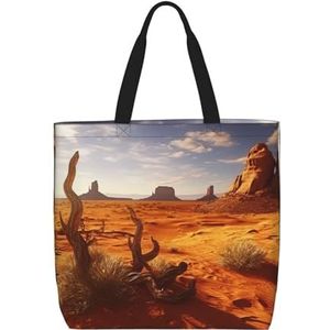 VTCTOASY Western Desert Print Vrouwen Tote Bag Grote Capaciteit Boodschappentas Mode Strand Tas Voor Werk Reizen, Zwart, One Size, Zwart, One Size