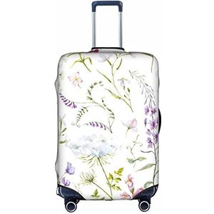 IguaTu Gekleurd bloemenpatroon bagagehoes, trolley koffer beschermende elastische hoes, anti-kras bagagehoes, past 45-70 cm bagage, Wit, L