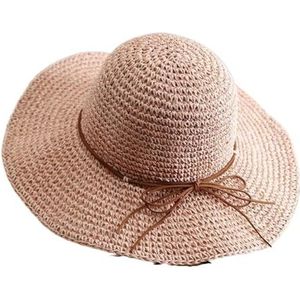 LNNXSZ Womens zon stro hoed opvouwbare vrouwelijke Chapeau UV beschermen voor dame reizen levering zonnehoed zomer hoed stro hoed strand hoed, roze, Eén Maat