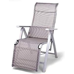 GEIRONV Draagbare Zero Gravity Recliner Chair, Home Rugleuning Stoel Outdoor Ligstoel Stoel Zomer Balkon Leisure Lazy Bed Fauteuils (Color : Silver, Size : 170x60x40cm)