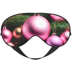 Roze Kerstbal Print Comfortabel Oogmasker Ademend Verstelbare Mannen Vrouwen Lichtgewicht Reizen Yoga Werk