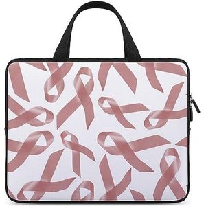 Roze Linten Baarmoeder Kanker Bewustzijn Laptop Tas Duurzaam Waterdicht Notebook Draagtas Computer Tas Aktetas 10 inch