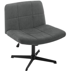 WOLTU Bureaustoel, ergonomische bureaustoel met extra groot zitvlak, stoel zonder armleuningen, van fluweel met gekruiste poten en schommelfunctie, gewatteerd, donkergrijs, BS159dgr