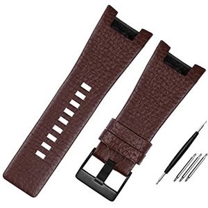 INEOUT Lederen armband compatibel met Diesel Watch Strap Notch Watch Band compatibel met DZ1216 DZ1273 DZ4246 DZ4247 DZ287 3 2mm heren horlogeband (Color : Litchi Brown black, Size : 32mm)