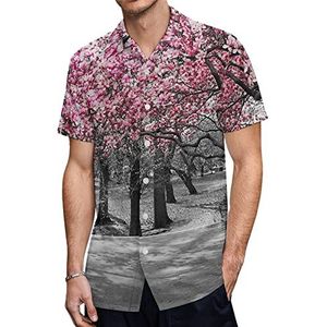 Roze En Grijs Canvas Wall Art Heren Hawaiiaanse Shirts Korte Mouw Casual Shirt Button Down Vakantie Strand Shirts 2XS