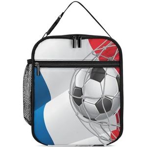 Voetbal Doel En Frankrijk Vlag Draagbare Lunch Tas Geïsoleerde Lunch Box Reizen Tote Tas Afneembare Lunchbox Voor Vrouwen Mannen