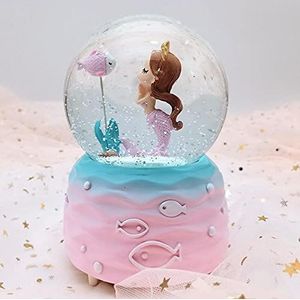 Muzikale Sneeuwbol Zeemeermin prinses roze Hars Sneeuwbol in Geschenkdoos Feestelijke Decoratie gift