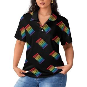 Gay Pride Barcode Dames Poloshirts met korte mouwen Casual T-shirts met kraag Golfshirts Sport Blouses Tops L