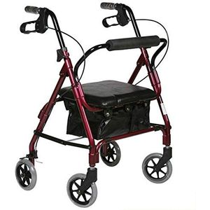 Lichtgewicht aluminium lusrem opvouwbare rollator volwassen in hoogte verstelbare stoel door benen en armen, voor met ongemakkelijke benen en voeten standaard wandelaars (rood) Decoration