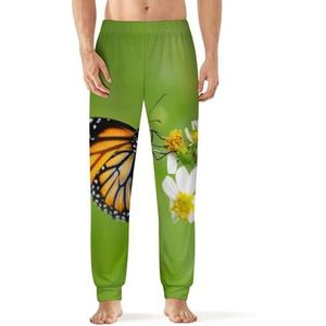 Tiger Butterfly Slaappyjama voor heren, loungebroek, rechte pasvorm, slaapbroek, zachte lange pyjamabroek, nachtkleding