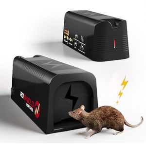 Roshield Elektrische ratten- en muizenvallen, professionele kwaliteit en krachtige ongediertebestrijdingsval voor onmiddellijke verwijdering, groot, herbruikbaar en eenvoudig in te stellen