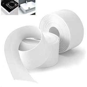 2 Pcs Caulk Tape Sealant Strip,Zelfklevende Sealant Strip,Plint Zelfklevende Afdichtingstape,Witte Douche Waterdichte en Schimmelbestendige Tape,Voor Badkamer,Hoek,Gootsteenafdichting (38 mm x 3,2M)