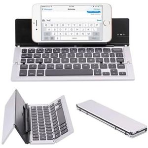 Folding keyboard -PYRIOLHI- Mobile tablet computer three system universal - Wireless Bluetooth keyboard - multimedia folding wireless keyboard(Silver)