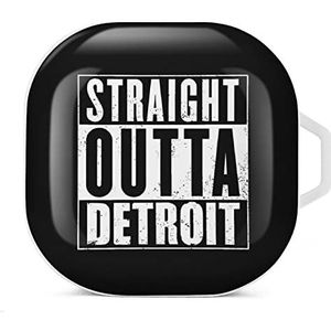 Straight Outta Detroit Earbuds Case Compatibel met Samsung Hard Shell Beschermhoes Wit-Stijl