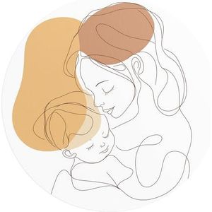 DEQORI Rond wandbehang, zelfklevend, diameter 100 cm, motief omarming voor het leven, textielcanvas, verwijderbaar, decoratief en vormvast, voor woonkamer, kantoor, hal of kinderkamer