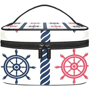 rood en blauw roer make-up organizer tas, reizen make-up tas organizer case draagbare cosmetische tas voor vrouwen en meisjes toiletartikelen, Meerkleurig, 22.5x15x13.8cm/8.9x5.9x5.4in