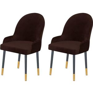 Set Van 2/4/6 Fluwelen Eetkamerstoelhoezen Met Elastische, Gebogen Rugleuning En Elastische Onderkant, Zachte, Wasbare Beschermer For Keuken, Banket En Woondecoratie(Dark Brown,2pcs)