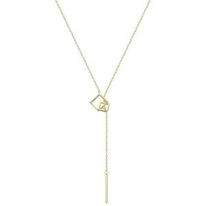 Zilveren geometrische vierkante ketting met rechte kwast lange kraag ketting halsketting trui ketting bruiloft sieraden-goud-45cm