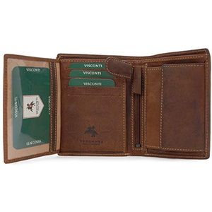 Visconti - Middelgrote Leren Heren Portemonnee - RFID Blokkerende - 8 Creditcardhouders, Kleingeld en Biljetvak - Geschenkdoos - 709 Rifle - Olie Tan