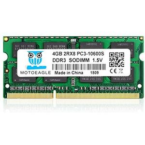 motoeagle 4GB PC3-10600S DDR3 1333MHz SODIMM 204-Pin Unbuffered Non-ECC 1.5V CL9 2Rx8 Dual Rank Notitieboek, werkgeheugen
