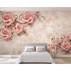 3D Woonkamer Muurschildering Home Decor Rode Bloemen Bloemen Landschap Creatieve Woonkamer Sofa Tv Behang-250Cm×170Cm