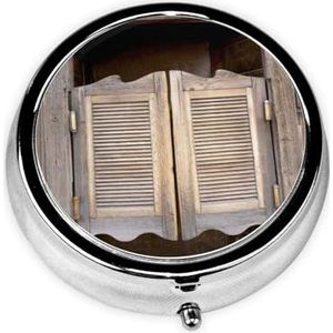 Retro Cowboy Western Country Boerderij Print Pillendoos 3 Compartimenten Kleine Pil Case met Spiegel Pil Organizer voor Outdoor Reizen Pocket Purse