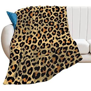 Luipaard bedrukte zachte fleece deken voor bed sofa gezellige decoratieve dekens winter 130 x 150 cm