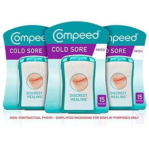 Compeed Koude pijnlijke Discrete Healing Patch, 45 Patches (3 verpakkingen van 15), Koortjesbehandeling, handiger dan koortslip crèmes, Afmetingen: 1,5 x 1,5 cm
