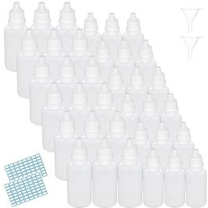 cersaty® 100 stuks druppelflessen, 10 ml 20 ml vloeibare flessen voor oogdruppels, oordruppels, kleur etherische olie met 2 stuks 30 mm trechter en 64 kleine etiketten