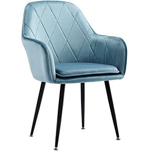 GEIRONV 1 stuks eetkamerstoelen, fluwelen zwarte benen Keuken vrijetijdsruimte hoekstoelen met rugleuning en gevoerde stoelen van de stoel Eetstoelen (Color : Light blue)