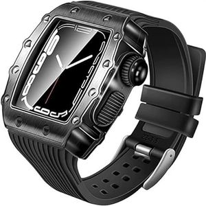 OFWAX Aluminiumlegering horlogebandje, voor Apple Watch 9 8 7 45 mm band sport siliconen armband, voor iWatch 6 SE 5 4 44 mm metalen modificatiekit, 45MM, agaat