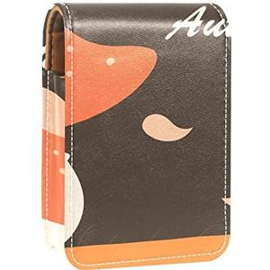 Hallo Herfst Leuke Hand Getrokken Mashroom & Gevallen Bladeren-01 Lipgloss Houder Lipstick Case Draagbare Mini Lip Opbergdoos Reizen Lipstick Organizer Case met Spiegel voor Vrouwen, Meerkleurig, 9.5x2x7 cm/3.7x0.8x2.7 in