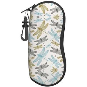 YQxwJL Eenvoudige libelle print zonnebril bril bril bril tas leuke esthetische zachte bril reistas voor vrouwen mannen, Zwart, Eén Maat