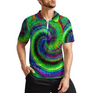 Psychedelische Tie Dye Swirl Art Heren Golf Polo Shirts Klassieke Fit Korte Mouw T-Shirt Gedrukt Casual Sportkleding Top M