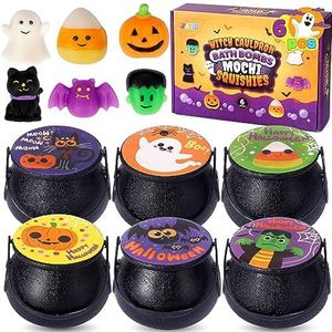 JOYIN Halloween Witch Cauldron Themed Bath Bomb with Mochi Squishy, 6 Packs Bubble Kids Bath Bombs with Surprise Toy Inside，Halloween Party Favors