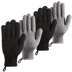 Exfoliating 4PC Body Scrub Gloves - Black & Gray