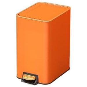 Vuilnisbakken, Luxe pedaalprullenbak van roestvrij staal, stijlvol ontwerp for woonkamer, keuken, slaapkamer, grote capaciteit, voor binnenruimte(Orange,10L)