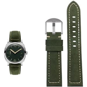 20mm 22mm 24mm 26mm handgemaakte horlogeband geschikt for Tissot geschikt for Seiko geschikt for Citizen Vintage lederen horlogeband band (Color : Army green-silver, Size : 26mm)