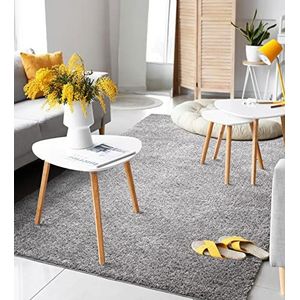 the carpet Port Moderne hoogpolig shaggy woonkamertapijt zacht garen effen grijs maat: 200 x 280 cm